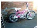 girls bike. girls pink + white bike,  daughters only been....